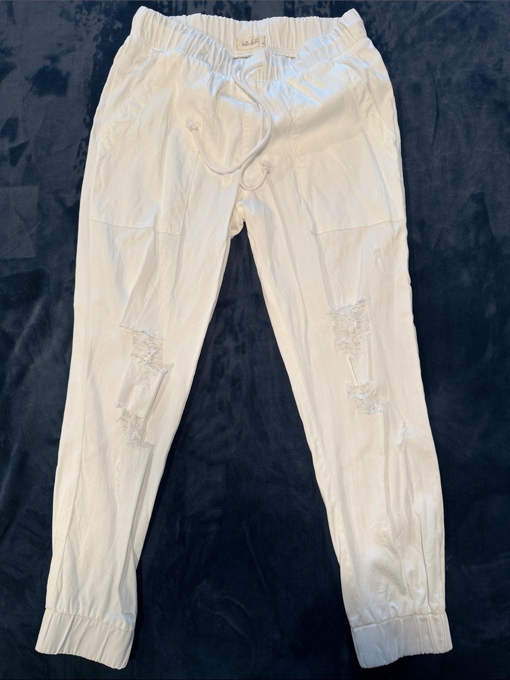 Bella Dahl White Distressed Jeggings with Drawstring Waist